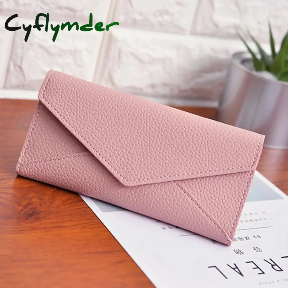 Cyflymder Women Long Wallets Clutch Multi-Card Holder Pocket Tri-Fold Female Money Bag Fashion Pu