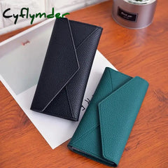 Cyflymder Women Long Wallets Clutch Multi-Card Holder Pocket Tri-Fold Female Money Bag Fashion Pu