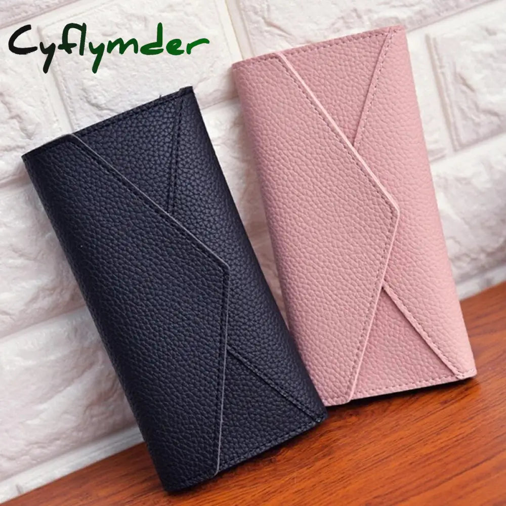 Cyflymder Women Long Wallets Clutch Multi-Card Holder Pocket Tri-Fold Female Money Bag Fashion Pu