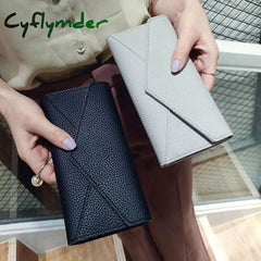 Cyflymder Women Long Wallets Clutch Multi-Card Holder Pocket Tri-Fold Female Money Bag Fashion Pu