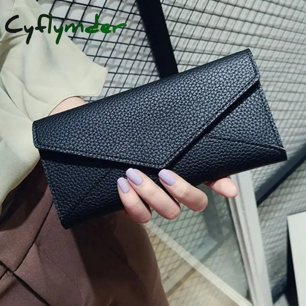 Cyflymder Women Long Wallets Clutch Multi-Card Holder Pocket Tri-Fold Female Money Bag Fashion Pu