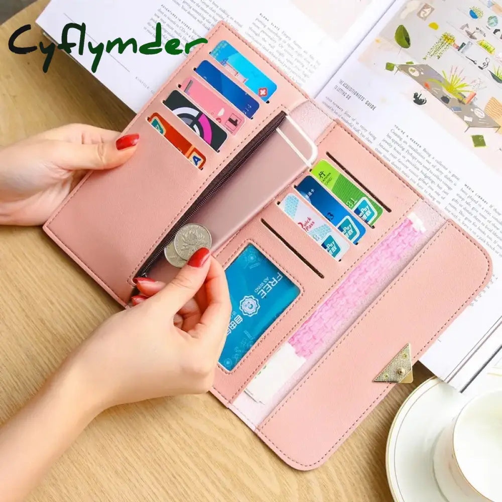 Cyflymder Women Long Wallets Purses Luxury Love Heart For Ladies Girl Money Pocket Card Holder