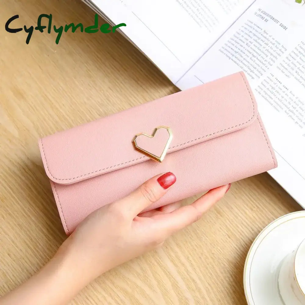 Cyflymder Women Long Wallets Purses Luxury Love Heart For Ladies Girl Money Pocket Card Holder