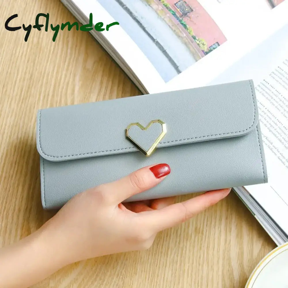 Cyflymder Women Long Wallets Purses Luxury Love Heart For Ladies Girl Money Pocket Card Holder