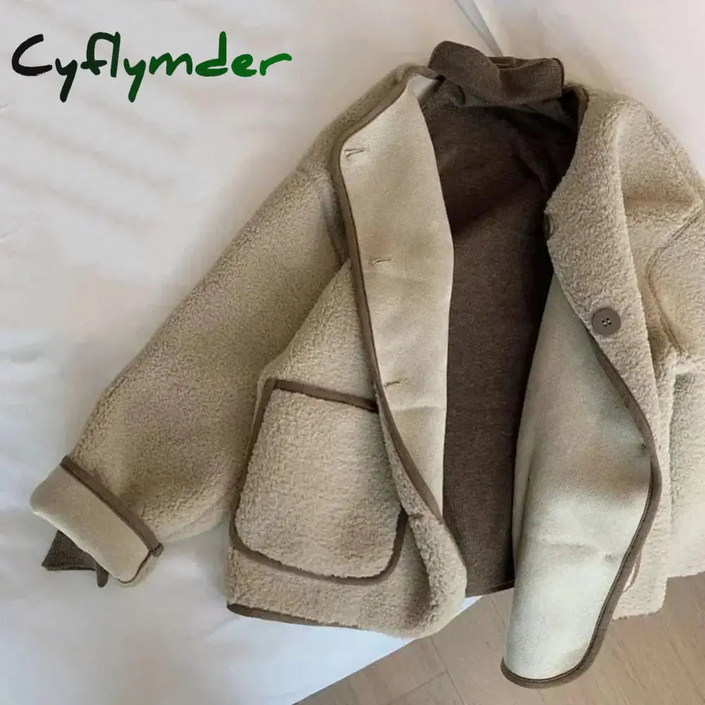 Cyflymder Women Loose Jacket Stylish Women’s Round Neck Cardigan Coat Thick Warm Colorful Winter Jacket for Cold