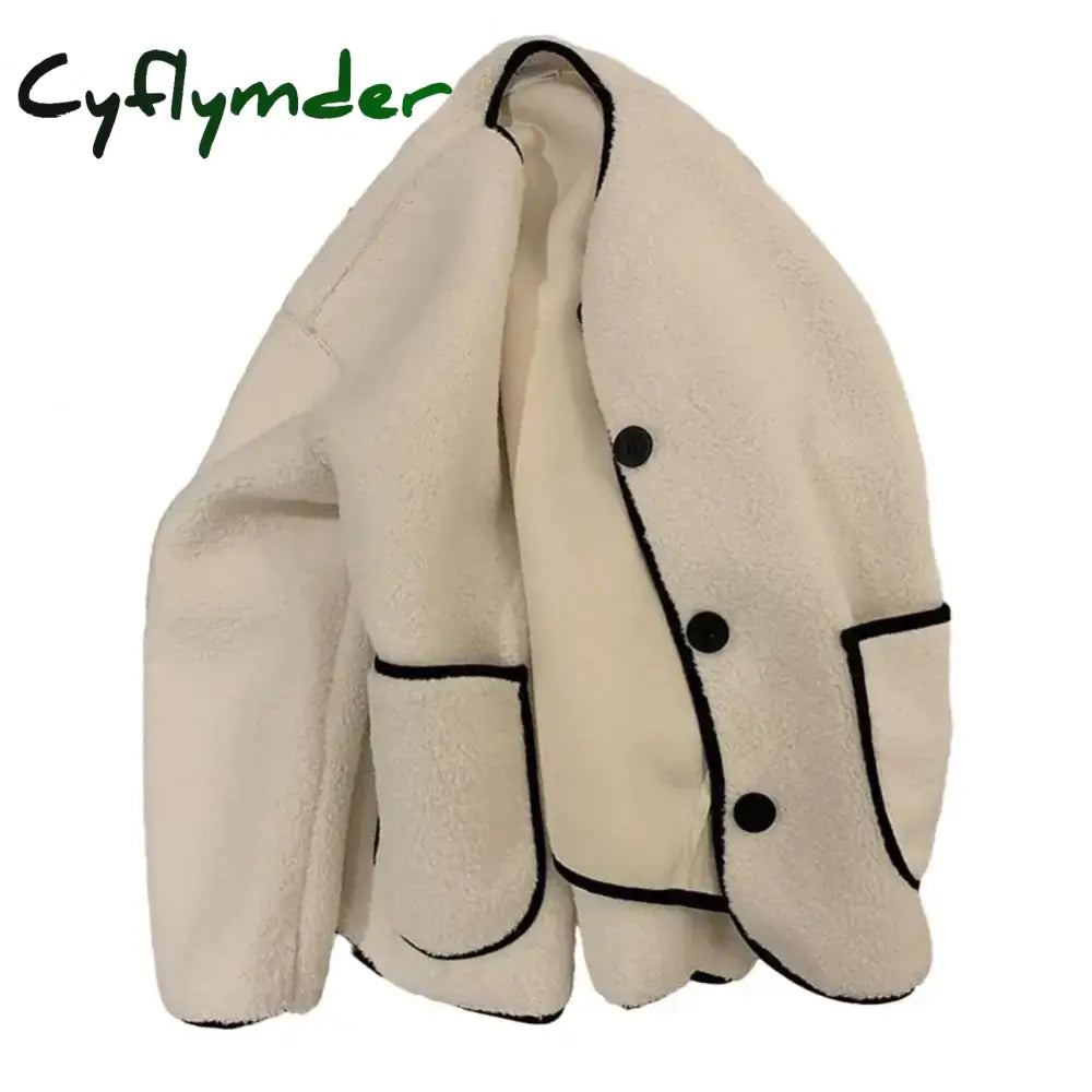 Cyflymder Women Loose Jacket Stylish Women’s Round Neck Cardigan Coat Thick Warm Colorful Winter Jacket for Cold