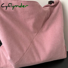 Cyflymder Women Luxury Corduroy Shoulder Bag Large Handbag Big Casual Tote Canvas Lining Solid