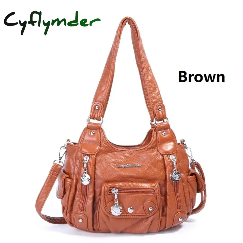 Cyflymder Women Luxury Handbags Women Bags Designer Vintage Soft Leather Bags Fashion Satchel