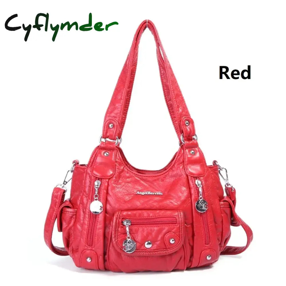 Cyflymder Women Luxury Handbags Women Bags Designer Vintage Soft Leather Bags Fashion Satchel