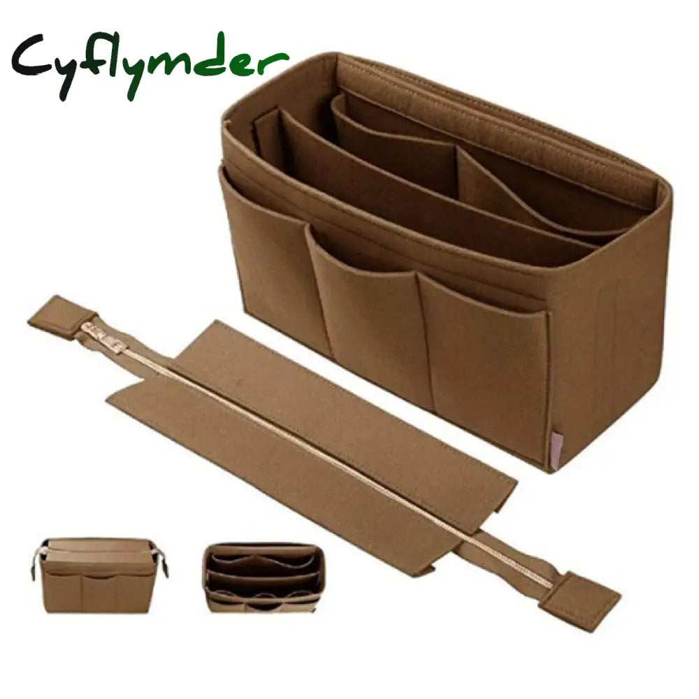 Cyflymder Women Make Up Organizer Felt Insert Bag For Handbag Travel Inner Purse Girl Portable