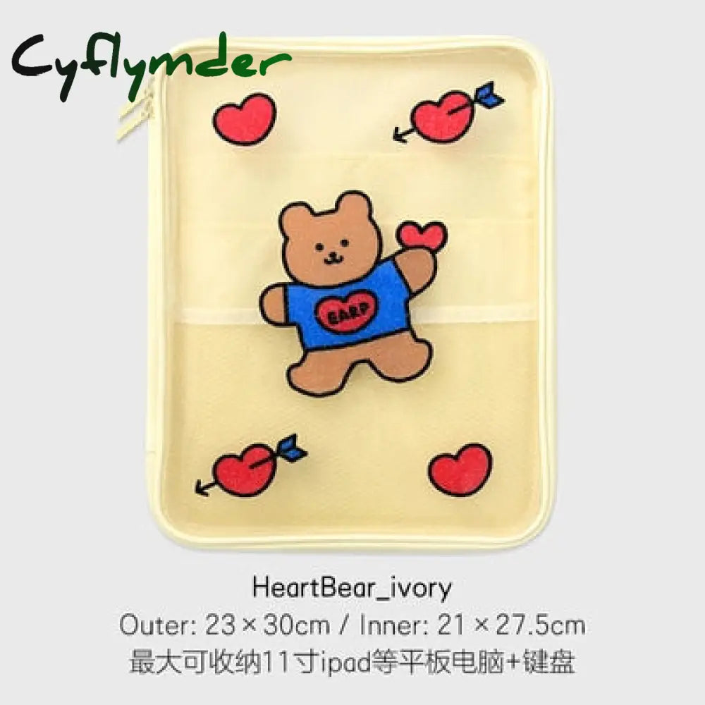 Cyflymder Women Men Cartoon Laptop Tablet Case Korean Ins Cherry Heart Bear Mac Ipad Pro 9.7 10.5