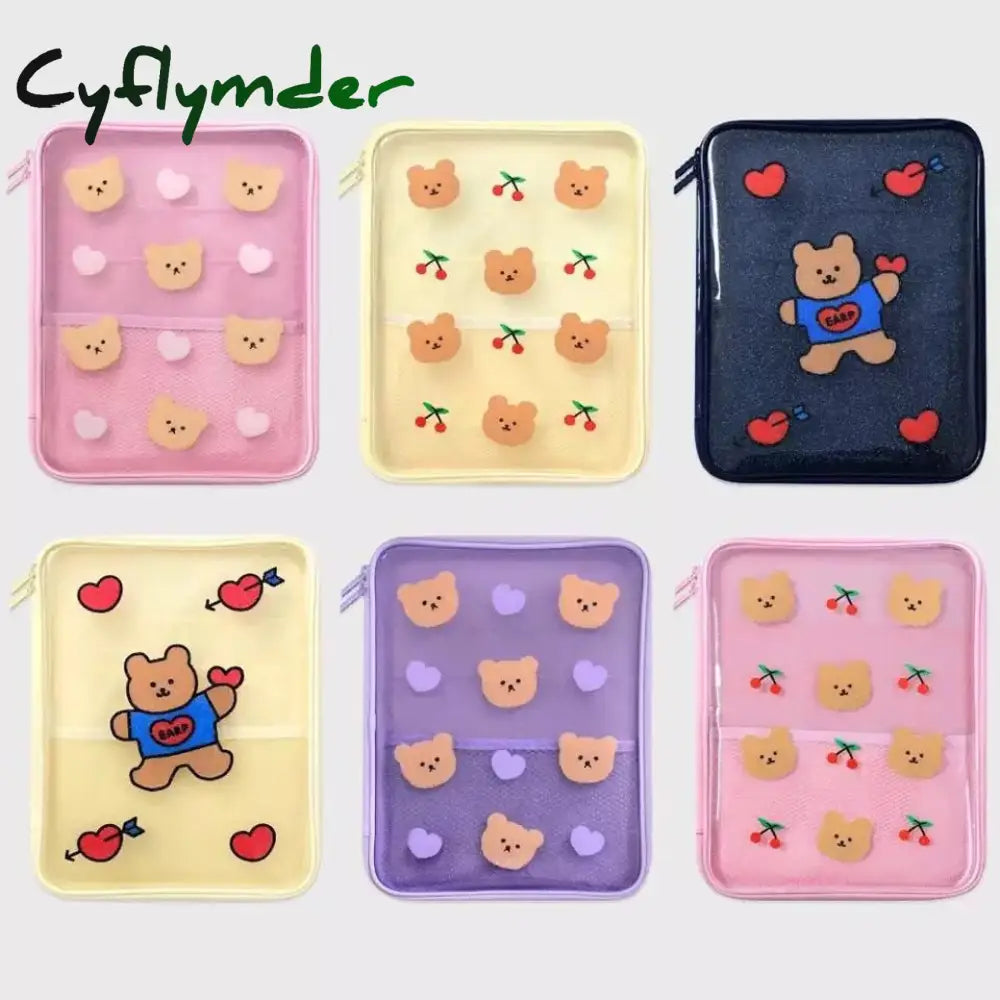 Cyflymder Women Men Cartoon Laptop Tablet Case Korean Ins Cherry Heart Bear Mac Ipad Pro 9.7 10.5