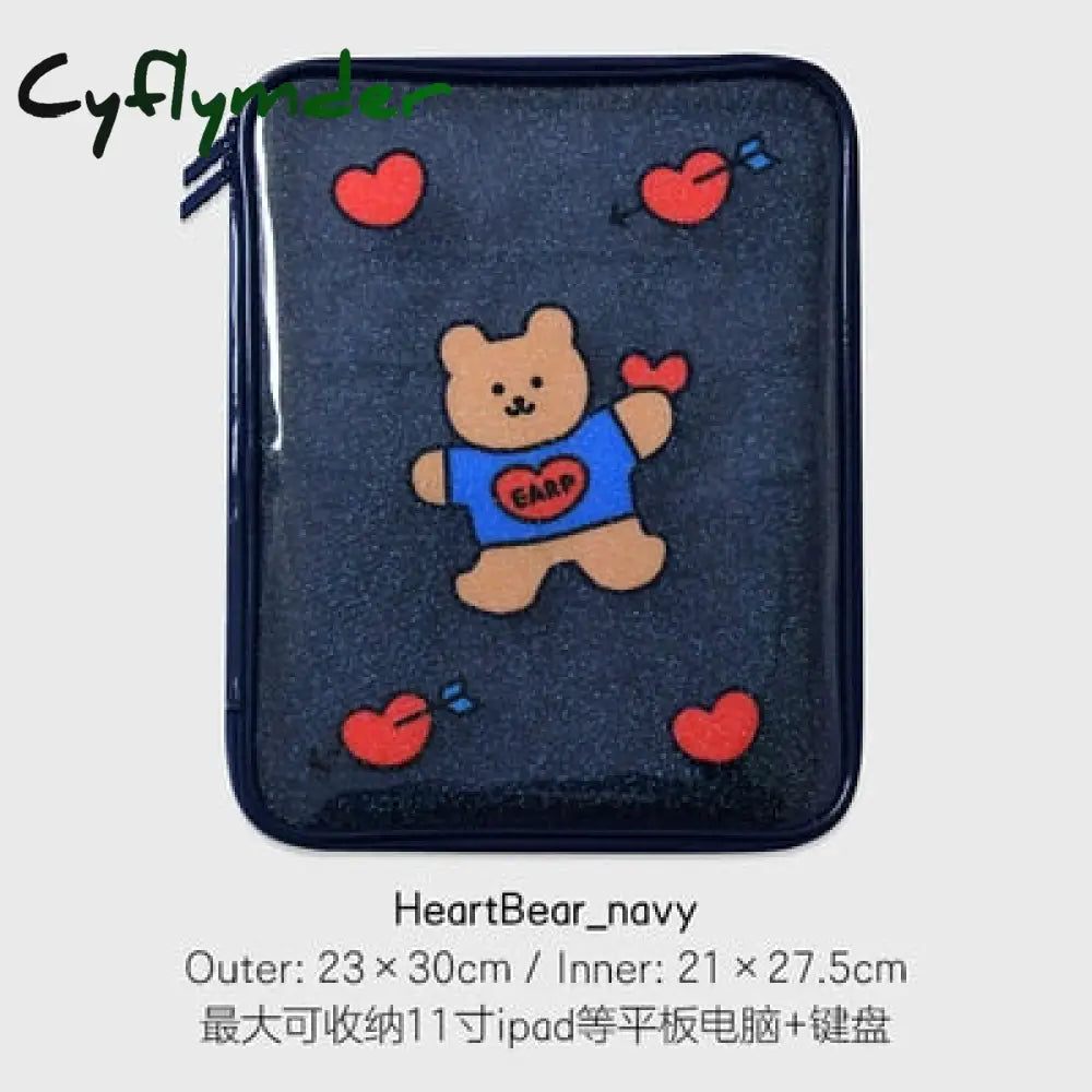 Cyflymder Women Men Cartoon Laptop Tablet Case Korean Ins Cherry Heart Bear Mac Ipad Pro 9.7 10.5