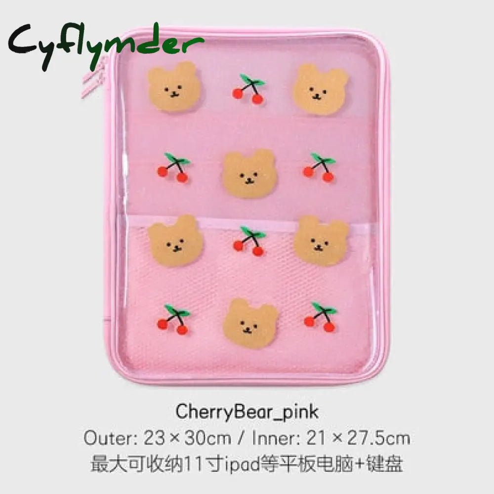 Cyflymder Women Men Cartoon Laptop Tablet Case Korean Ins Cherry Heart Bear Mac Ipad Pro 9.7 10.5