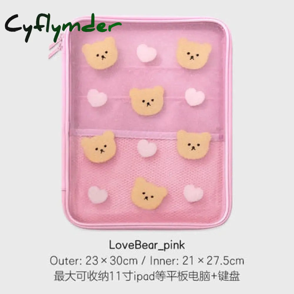 Cyflymder Women Men Cartoon Laptop Tablet Case Korean Ins Cherry Heart Bear Mac Ipad Pro 9.7 10.5