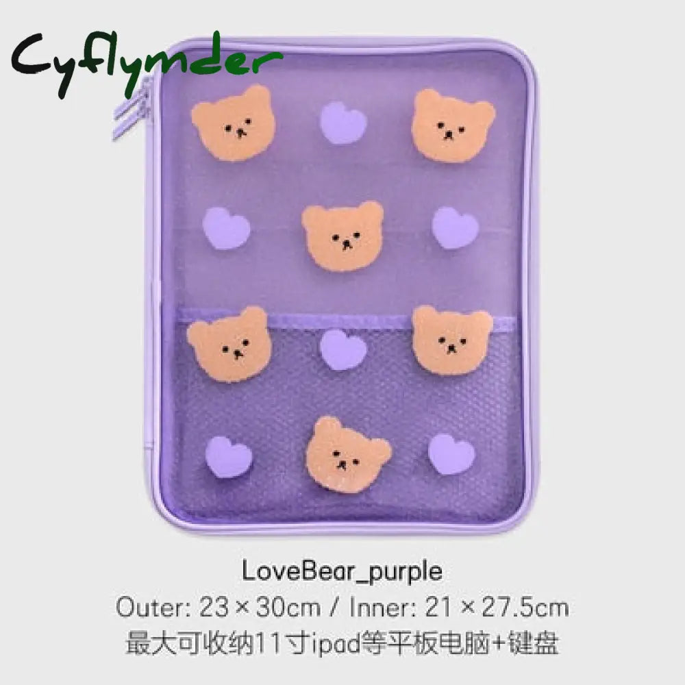 Cyflymder Women Men Cartoon Laptop Tablet Case Korean Ins Cherry Heart Bear Mac Ipad Pro 9.7 10.5