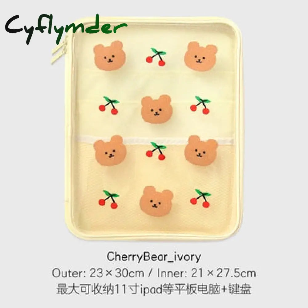 Cyflymder Women Men Cartoon Laptop Tablet Case Korean Ins Cherry Heart Bear Mac Ipad Pro 9.7 10.5