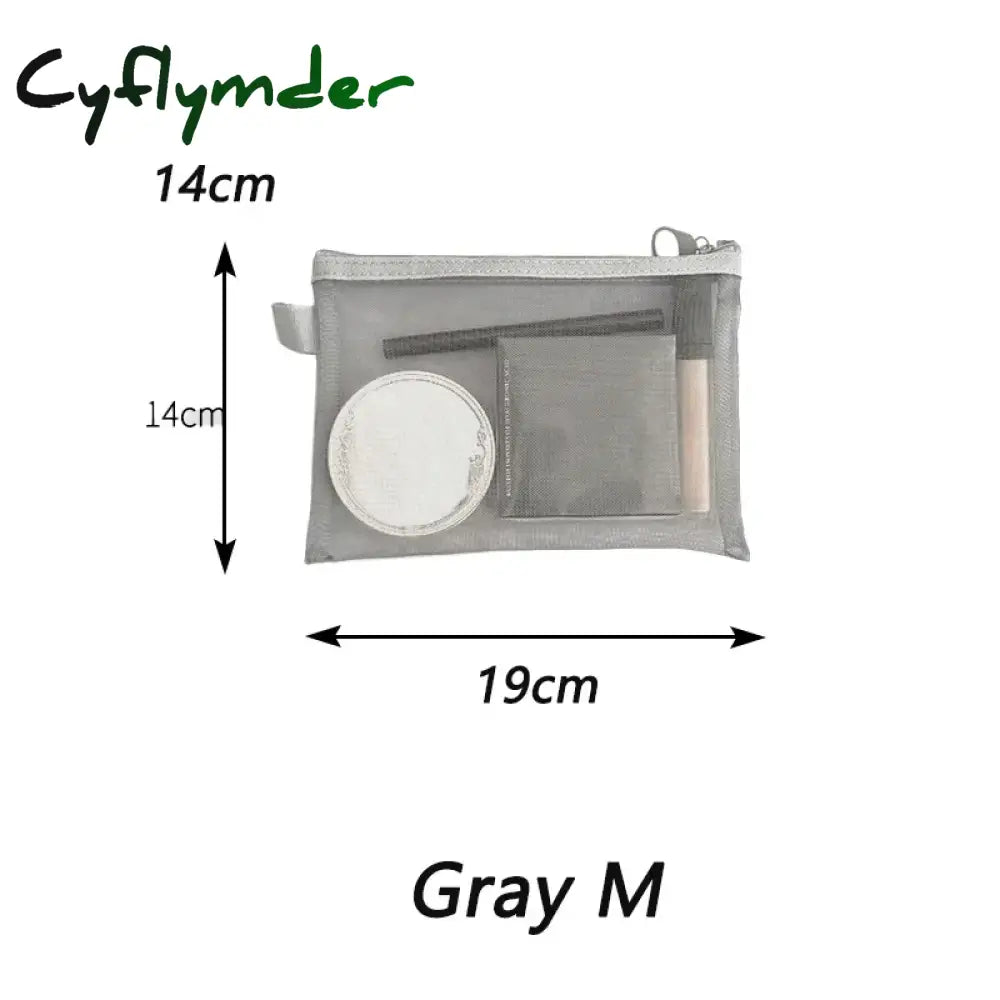 Cyflymder Women Mesh Cosmetic Bag Travel Storage Makeup Bag Organizer Female Make Up Pouch Portable Small Large