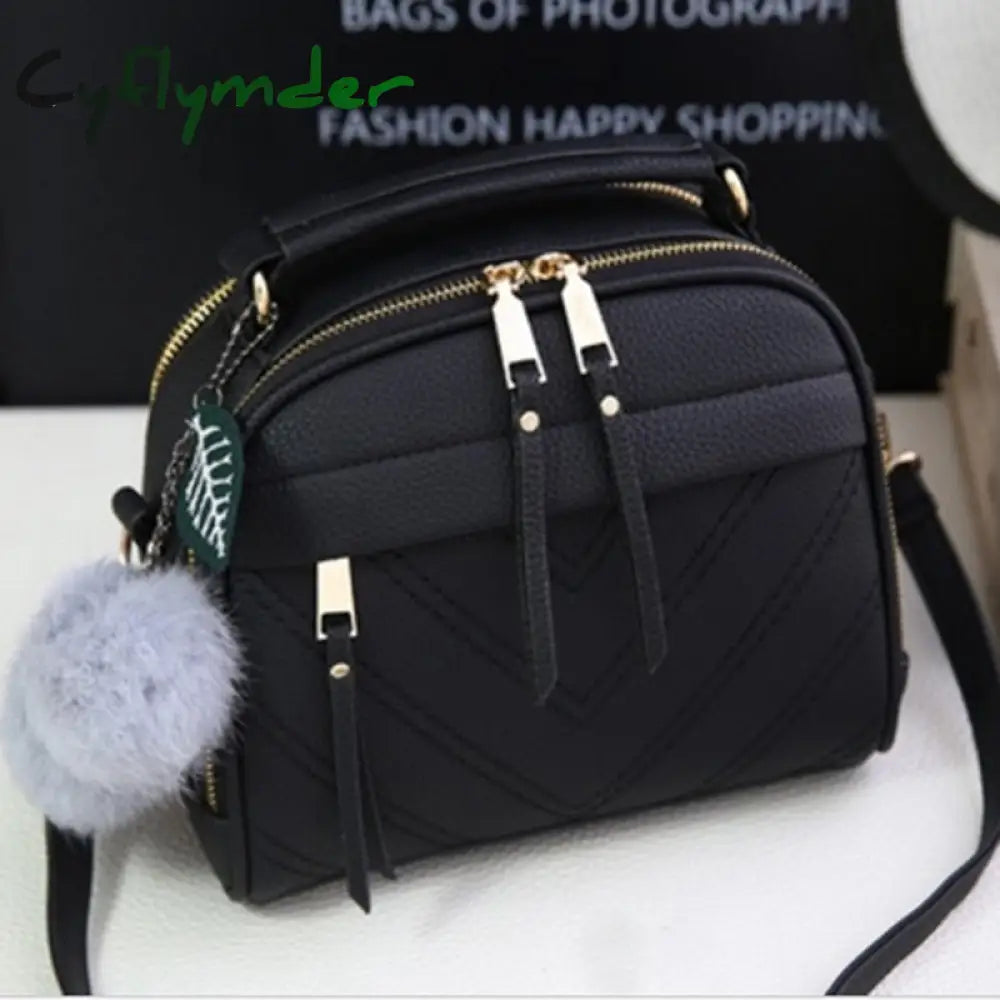 Women Messenger Bags New PU Leather Handbag Inclined Shoulder Bag Women Crossbody Handbags Bag Ball Tassel Bolsa