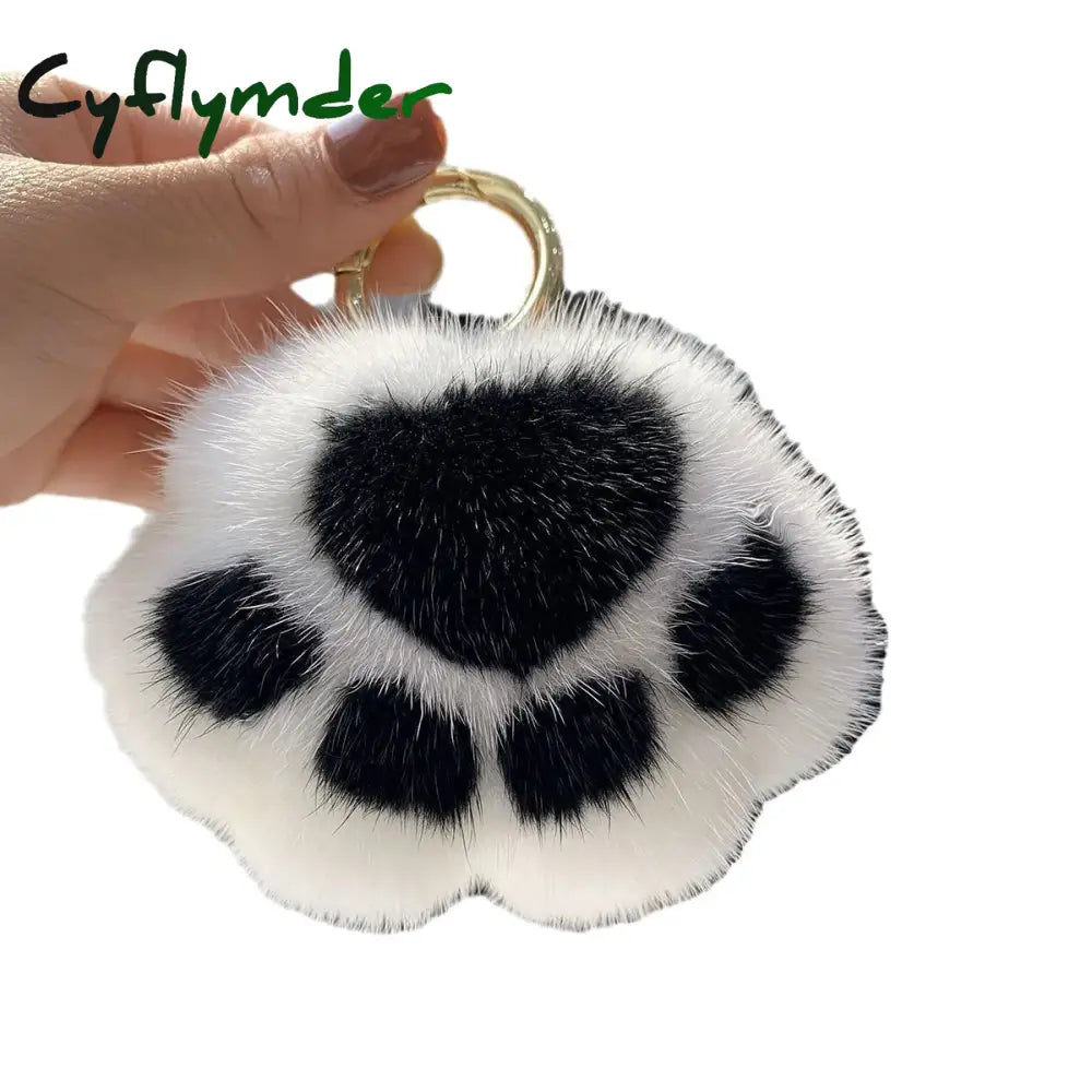 Cyflymder Women New Cat Claw Faux Fur Key Chain Charm Fashion Plush Bear Paw Car Keychain Bag