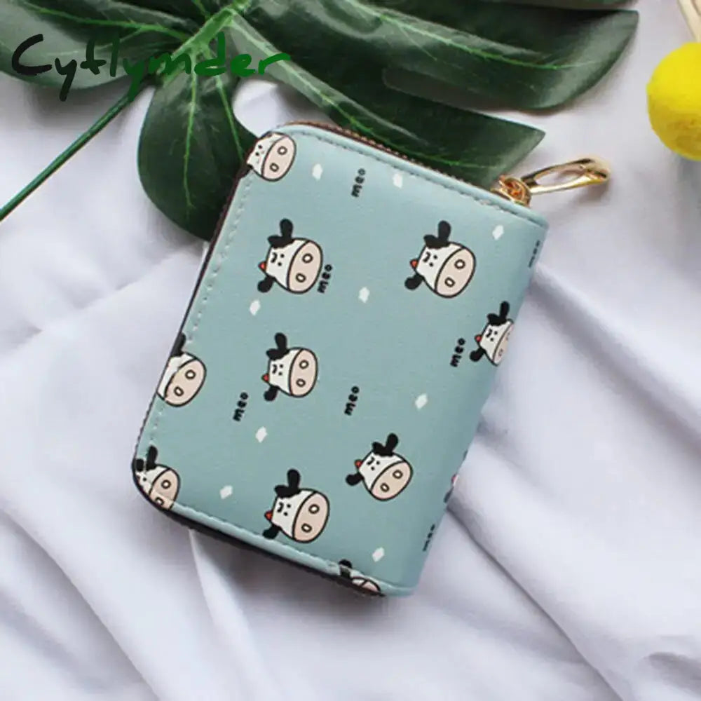 Cyflymder Women New Fashion Wallet Pu Leather Cartoon Cow Cattle Short Ladies Multi-Card Slot Coin