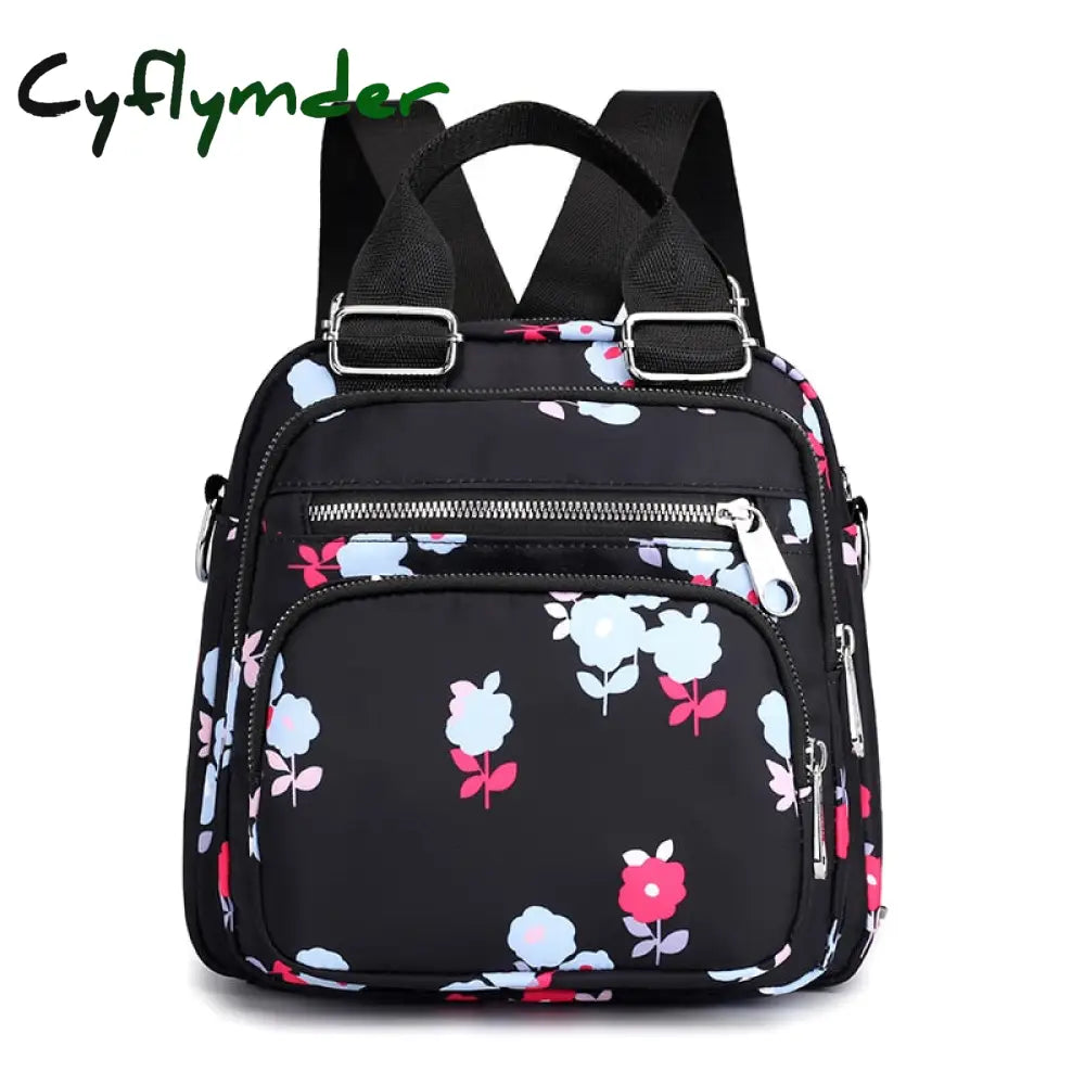 Cyflymder Women Nylon Backpack Waterproof Female Designer Shoulder Bag Cartoon Printing Rucksack