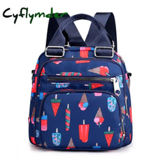 Cyflymder Women Nylon Backpack Waterproof Female Designer Shoulder Bag Cartoon Printing Rucksack