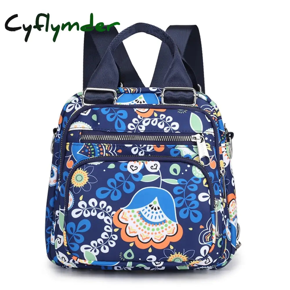 Cyflymder Women Nylon Backpack Waterproof Female Designer Shoulder Bag Cartoon Printing Rucksack