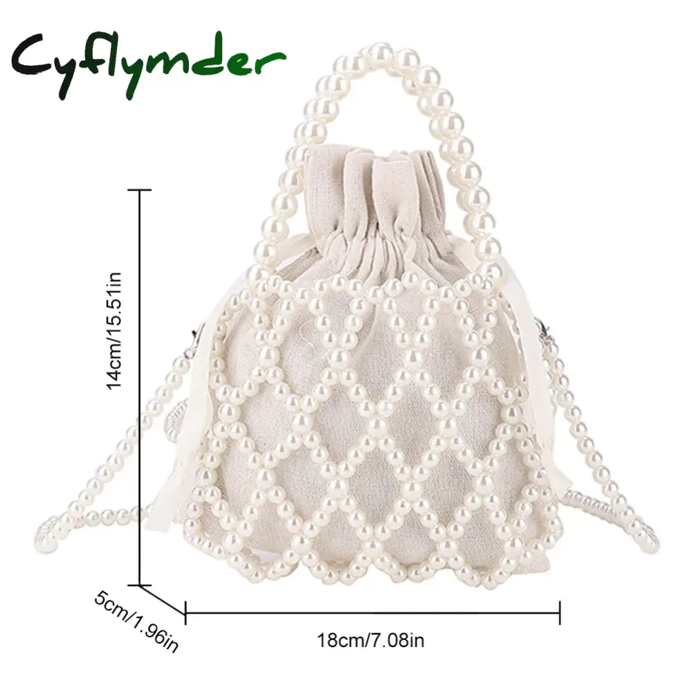 Cyflymder Women Pearl Bag Small Mini Tote Bucket Woven Crossbody Hand Bags For Coin Purse Wallet