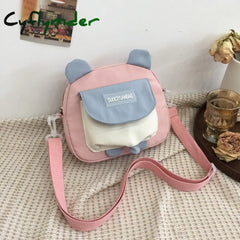 Cyflymder Women Personality Cute Frog Small Round Bag New Korean Canvas Female Ins Student Shoulder