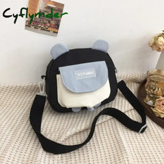 Cyflymder Women Personality Cute Frog Small Round Bag New Korean Canvas Female Ins Student Shoulder