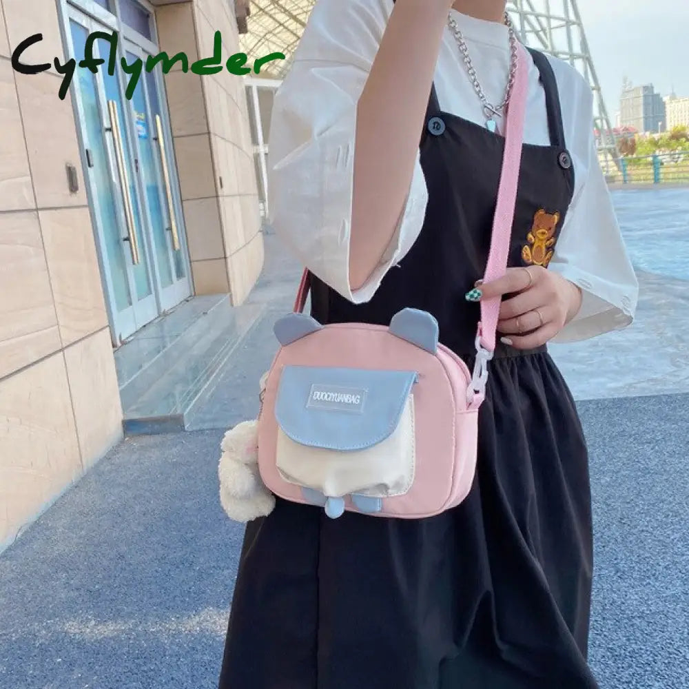 Cyflymder Women Personality Cute Frog Small Round Bag New Korean Canvas Female Ins Student Shoulder