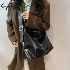 Cyflymder Women Pu Bag Vintage Zipper Soft High-Capacity Tote Shoulder Purses And Handbags Office