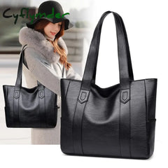 Cyflymder Women Pu Leather Handbags Fashion Big Capacity Tote Bags Retro Designer Double Strap