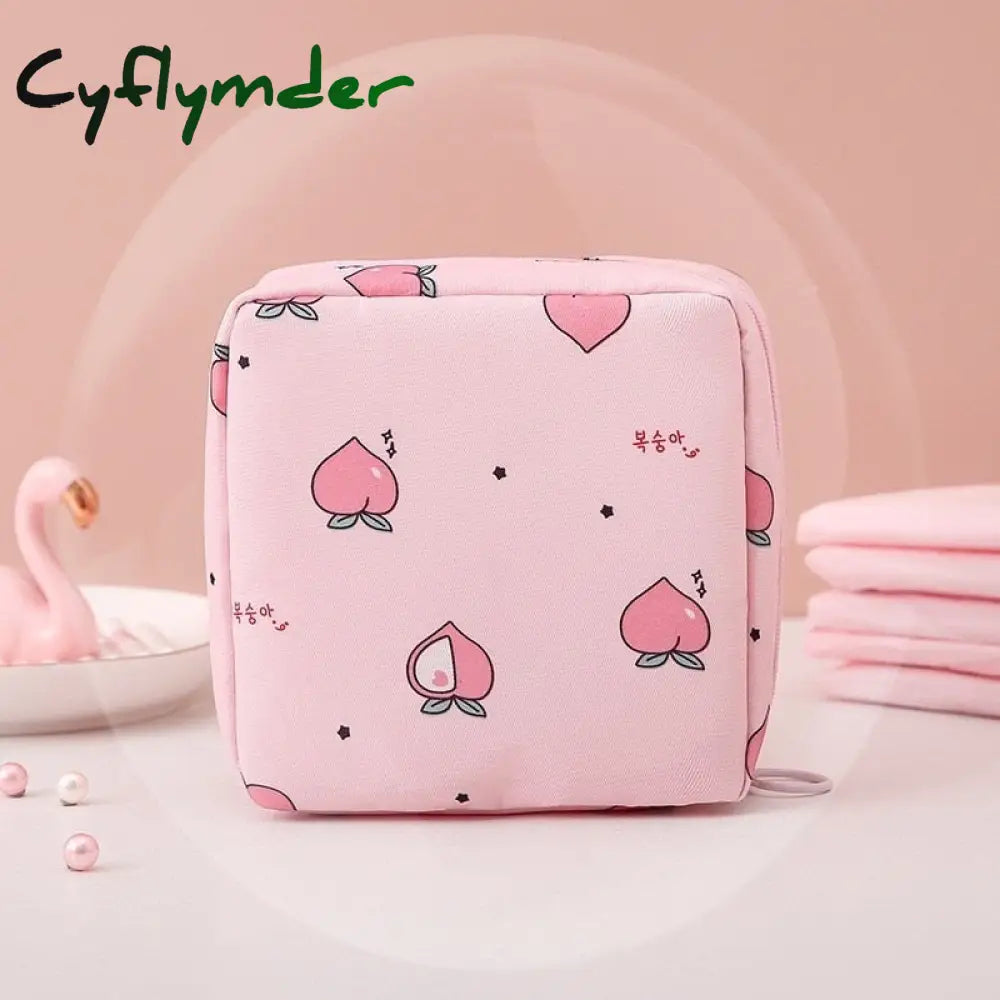 Cyflymder Women Sanitary Napkin Storage Bag Portable Cotton Pad Pouch Cosmetic Bags Girls Travel