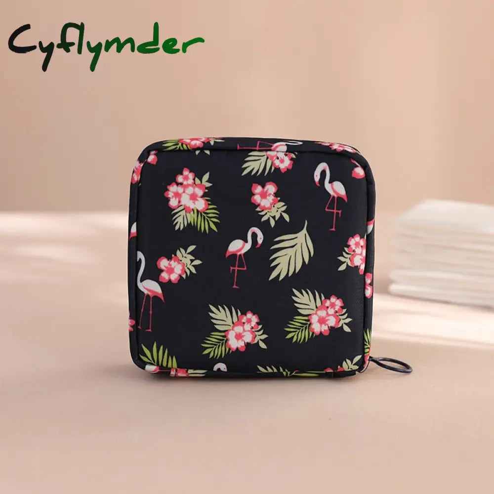 Cyflymder Women Sanitary Napkin Storage Bag Portable Cotton Pad Pouch Cosmetic Bags Girls Travel