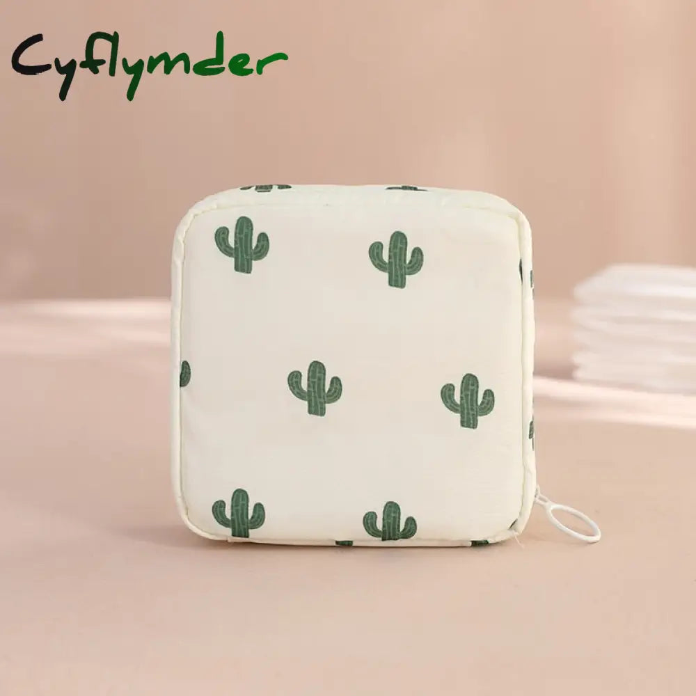 Cyflymder Women Sanitary Napkin Storage Bag Portable Cotton Pad Pouch Cosmetic Bags Girls Travel