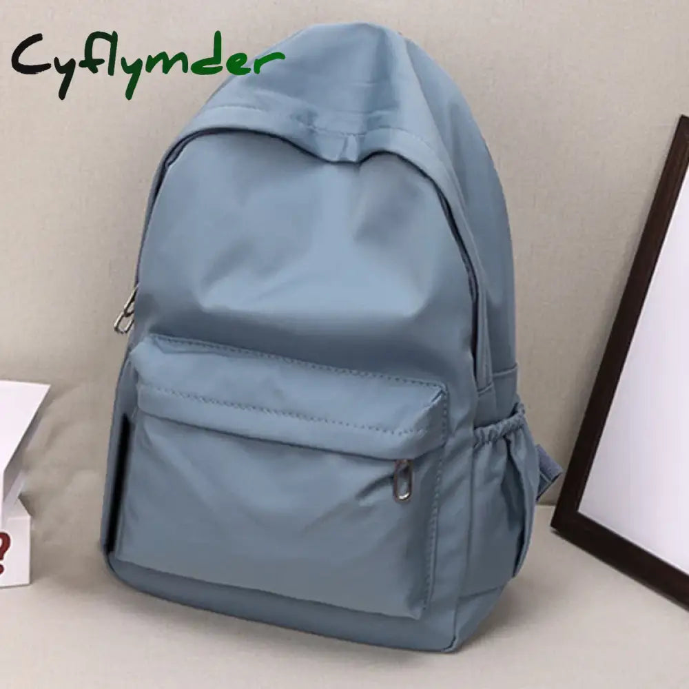 Cyflymder Women Schoolbag Waterproof Large Capacity School Backpack Smooth Zipper Solid Color Teens Girl Casual Daypack