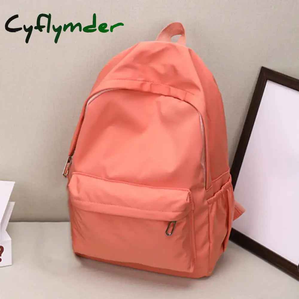 Cyflymder Women Schoolbag Waterproof Large Capacity School Backpack Smooth Zipper Solid Color Teens Girl Casual Daypack
