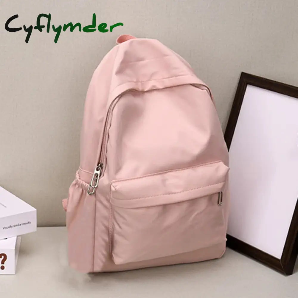 Cyflymder Women Schoolbag Waterproof Large Capacity School Backpack Smooth Zipper Solid Color Teens Girl Casual Daypack