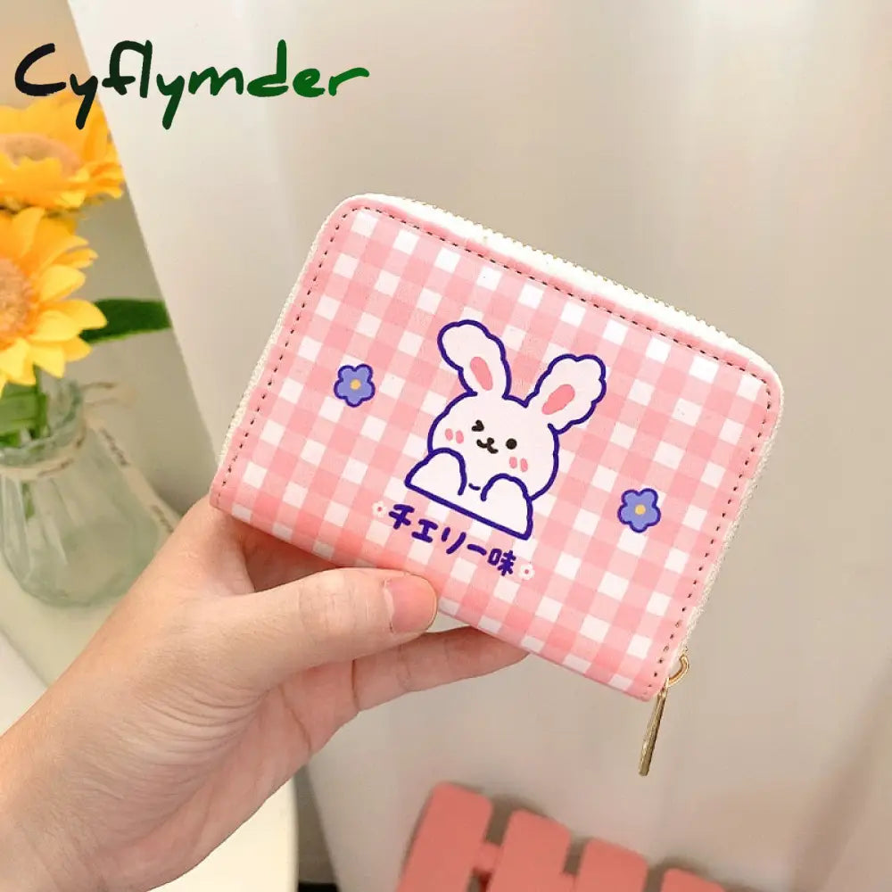 Cyflymder Women Short Cute Wallet Korean Cartoon Bear Small Mini Coin Purse Clutch Card Cash