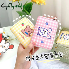 Cyflymder Women Short Cute Wallet Korean Cartoon Bear Small Mini Coin Purse Clutch Card Cash