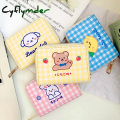 Cyflymder Women Short Cute Wallet Korean Cartoon Bear Small Mini Coin Purse Clutch Card Cash