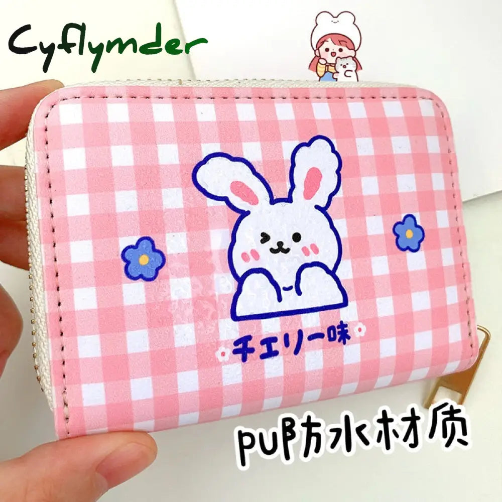 Cyflymder Women Short Cute Wallet Korean Cartoon Bear Small Mini Coin Purse Clutch Card Cash