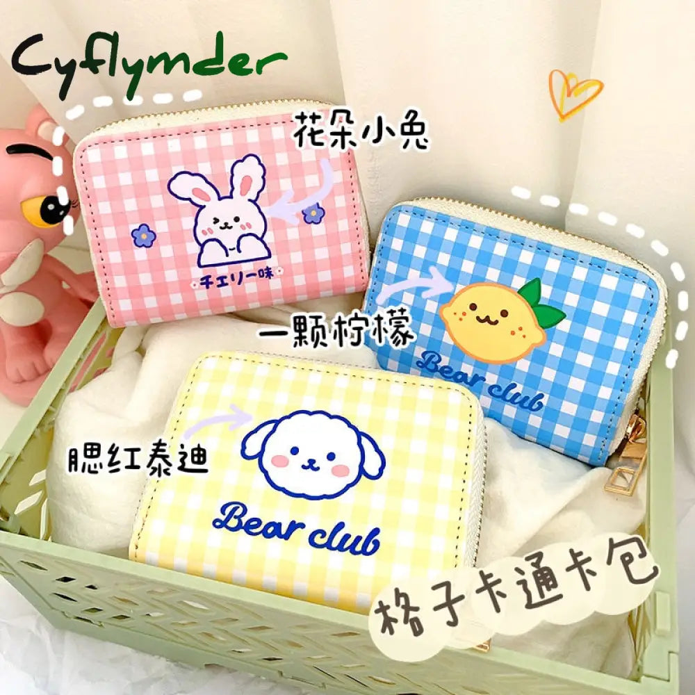 Cyflymder Women Short Cute Wallet Korean Cartoon Bear Small Mini Coin Purse Clutch Card Cash