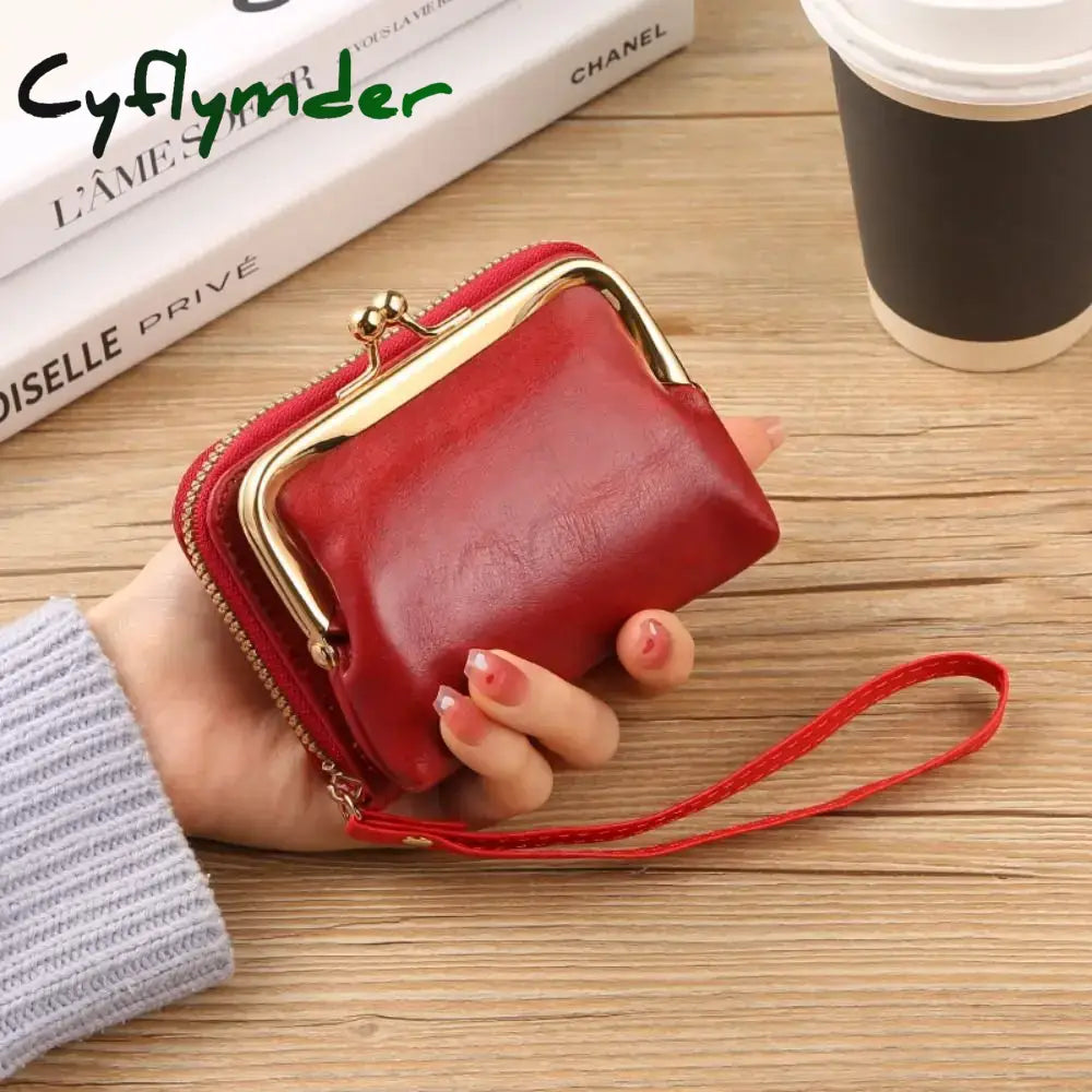 Cyflymder Women Short Wallets Female Short Hasp Coin Purses Ladies Portable PU Leather Money Bag Large Capacity Card