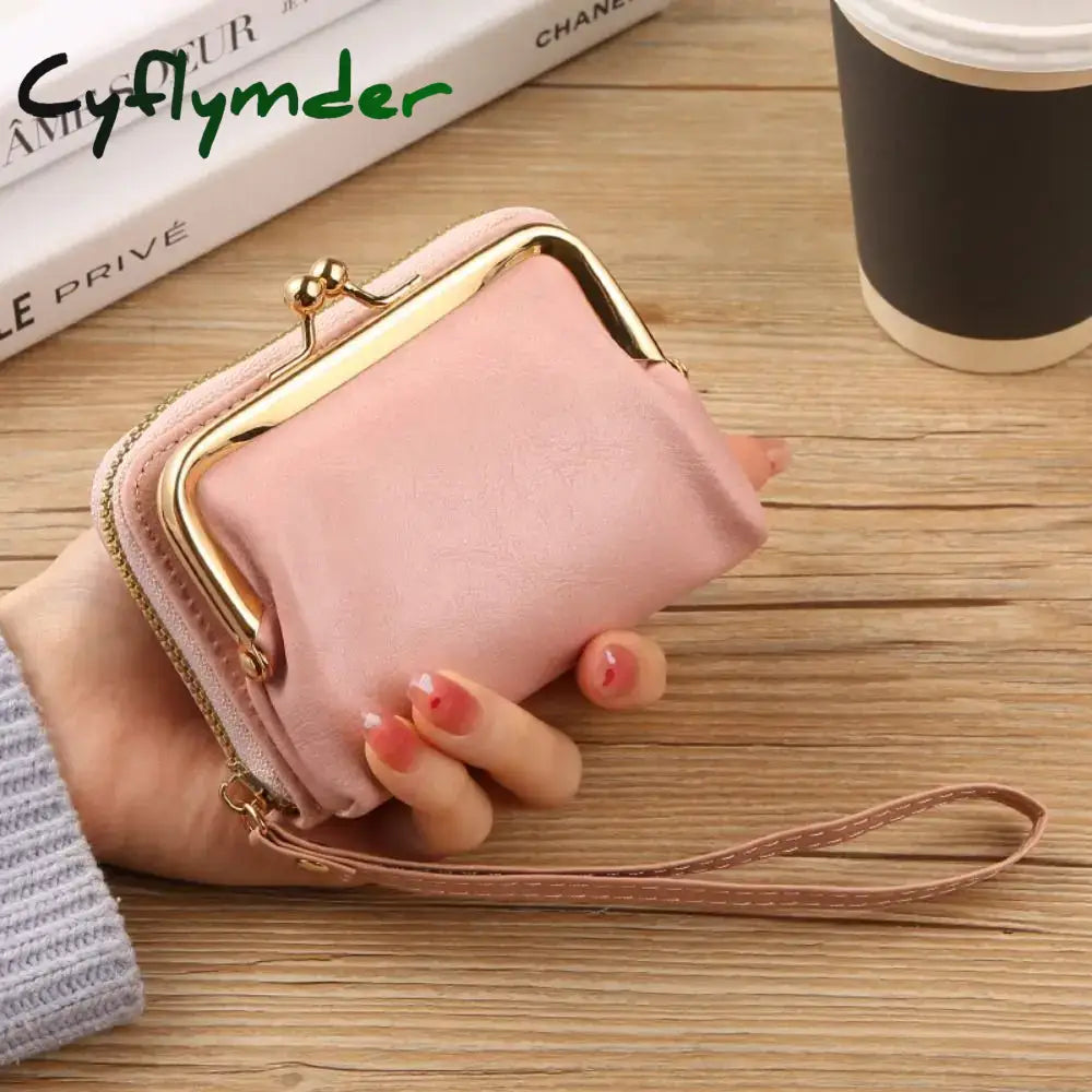 Cyflymder Women Short Wallets Female Short Hasp Coin Purses Ladies Portable PU Leather Money Bag Large Capacity Card