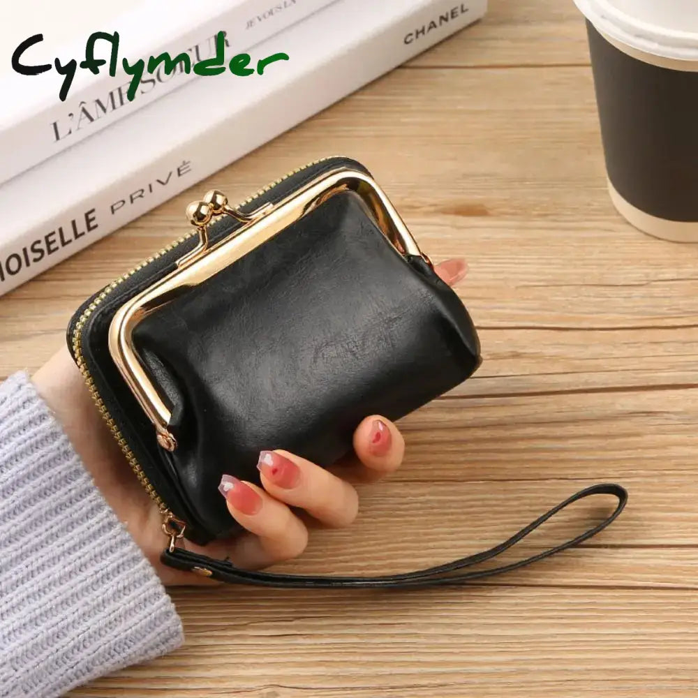 Cyflymder Women Short Wallets Female Short Hasp Coin Purses Ladies Portable PU Leather Money Bag Large Capacity Card