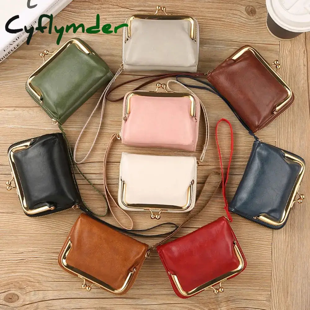 Cyflymder Women Short Wallets Female Short Hasp Coin Purses Ladies Portable PU Leather Money Bag Large Capacity Card
