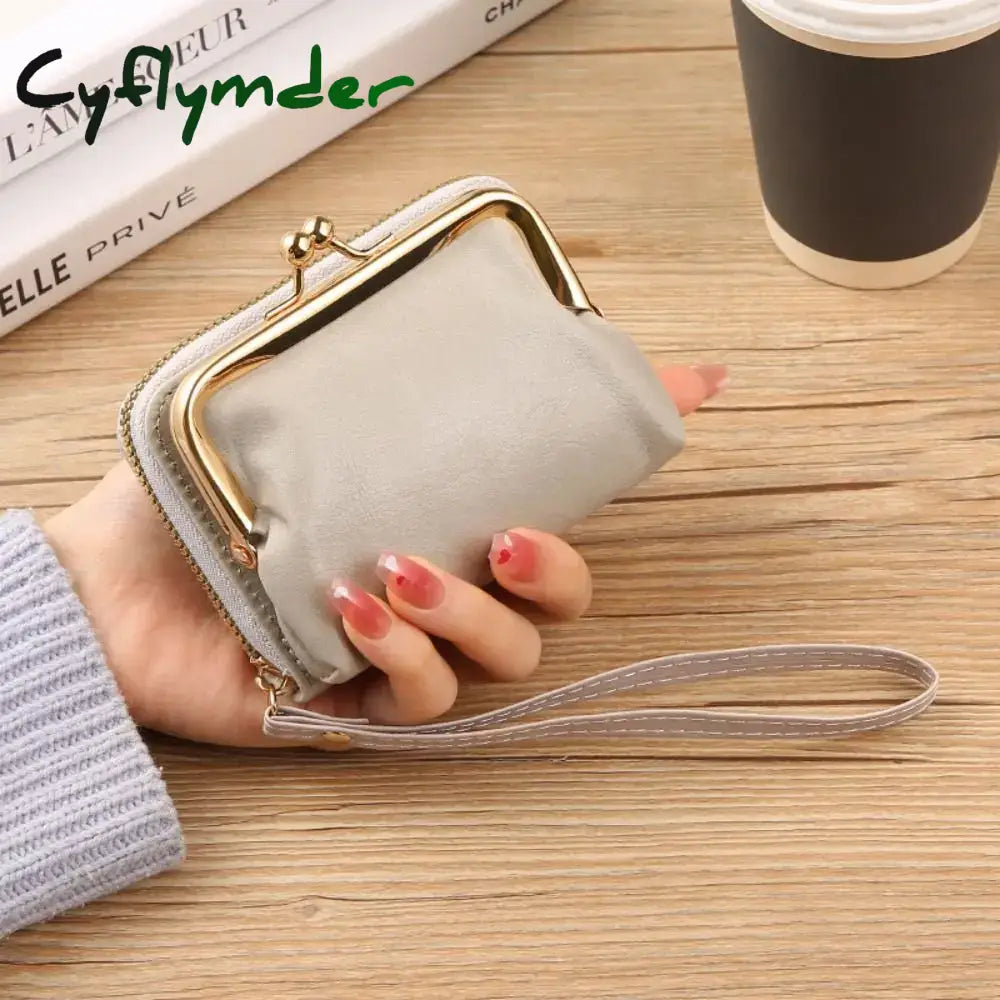 Cyflymder Women Short Wallets Female Short Hasp Coin Purses Ladies Portable PU Leather Money Bag Large Capacity Card